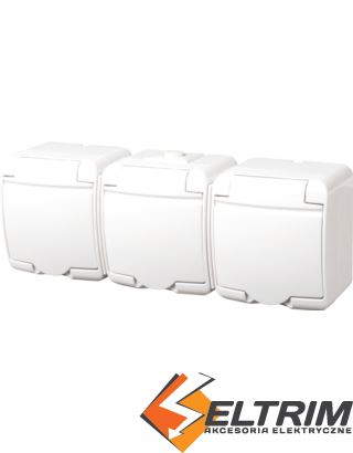 H- Karlik GHE-3 GNIAZDO 3x2P+Z IP44 bia potrójne@