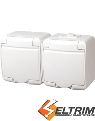 H- Karlik GHE-2 GNIAZDO 2x2P+Z IP44 bia $@